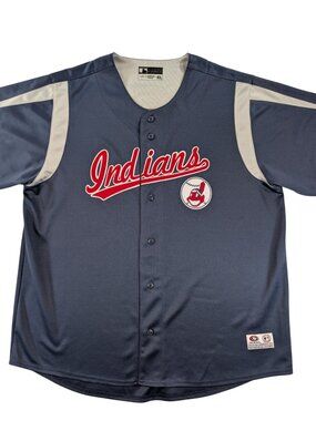 Cleveland Indians Baseball Jersey Vintage Genuine Merchandise MLB Large Navy